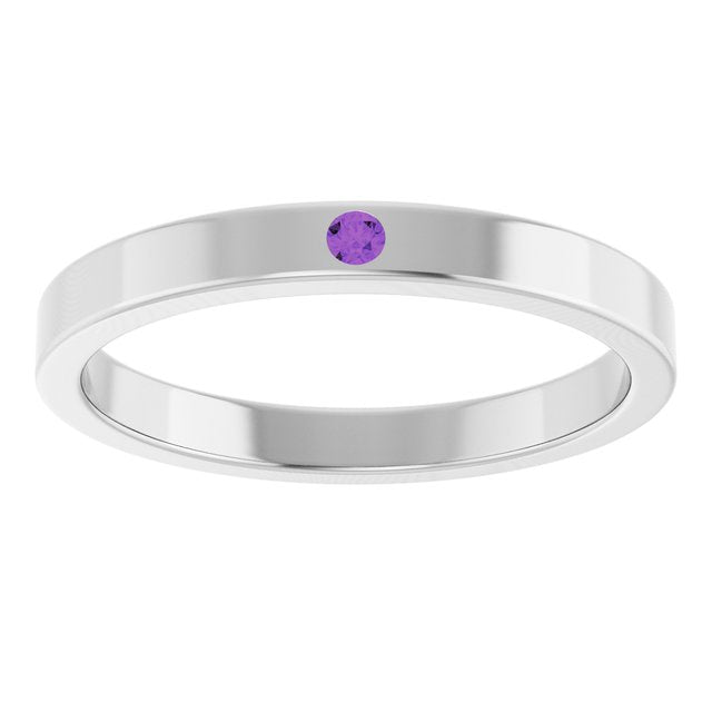Sterling Silver Natural Amethyst Family Stackable Ring