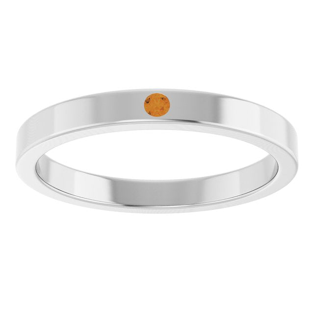 Sterling Silver Natural Citrine Family Stackable Ring