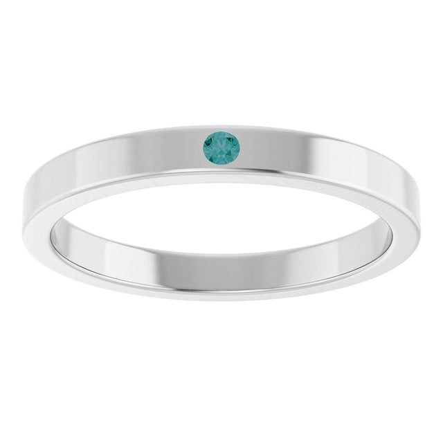 14K White Natural Alexandrite Family Stackable Ring