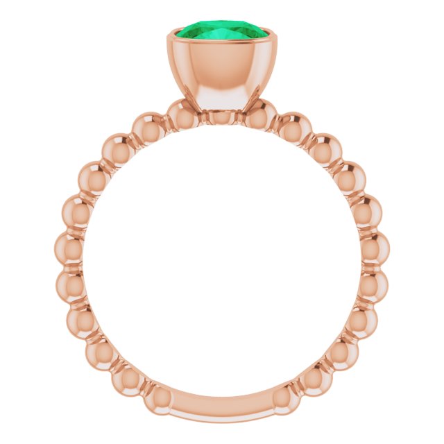 14K Rose Lab-Grown Emerald Family Stackable Ring