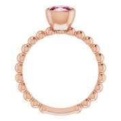 14K Rose Natural Pink Tourmaline Family Stackable Ring