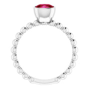 14K White Lab-Grown Ruby Family Stackable Ring