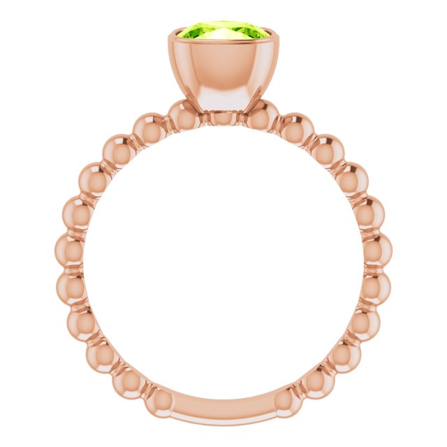 14K Rose Natural Peridot Family Stackable Ring
