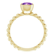 14K Yellow Natural Amethyst Family Stackable Ring