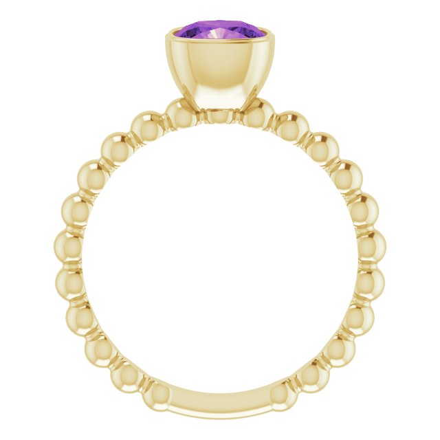 14K Yellow Natural Amethyst Family Stackable Ring