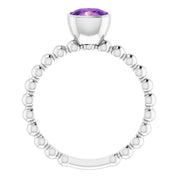 14K White Natural Amethyst Family Stackable Ring