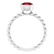 Sterling Silver Natural Mozambique Garnet Family Stackable Ring
