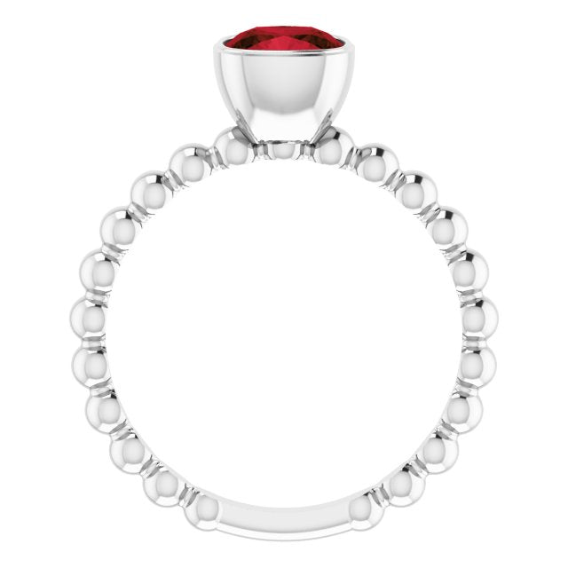 Sterling Silver Natural Mozambique Garnet Family Stackable Ring