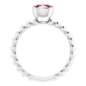 Sterling Silver Natural Pink Tourmaline Family Stackable Ring