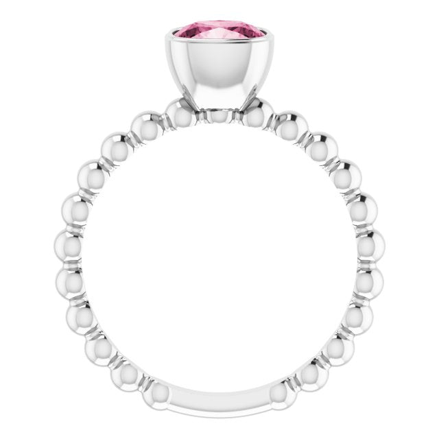 Sterling Silver Natural Pink Tourmaline Family Stackable Ring