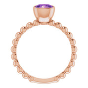 14K Rose Natural Amethyst Family Stackable Ring