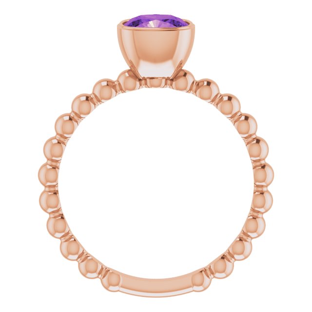 14K Rose Natural Amethyst Family Stackable Ring