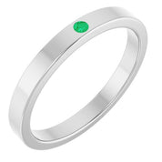 Sterling Silver Lab-Grown Emerald Family Stackable Ring