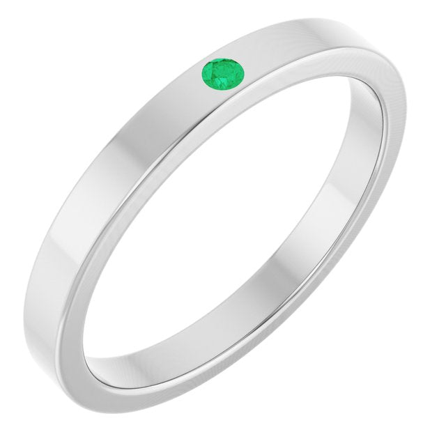 Sterling Silver Lab-Grown Emerald Family Stackable Ring