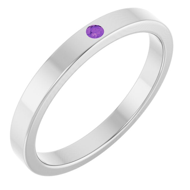 Sterling Silver Natural Amethyst Family Stackable Ring