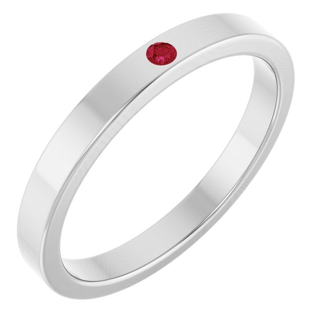 Sterling Silver Lab-Grown Ruby Family Stackable Ring