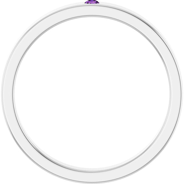 Sterling Silver Natural Amethyst Family Stackable Ring