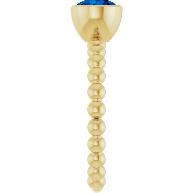 14K Yellow Natural Blue Sapphire Family Beaded Stackable Ring