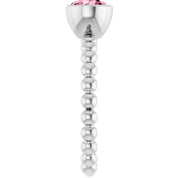 Sterling Silver Natural Pink Tourmaline Family Beaded Stackable Ring