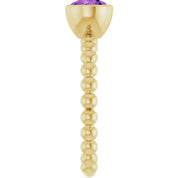 14K Yellow Natural Amethyst Family Beaded Stackable Ring