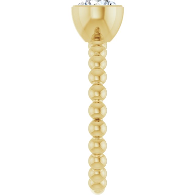 14K Yellow Natural White Sapphire Family Beaded Stackable Ring