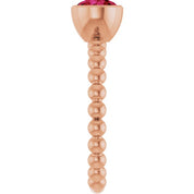 14K Rose Lab-Grown Ruby Family Beaded Stackable Ring