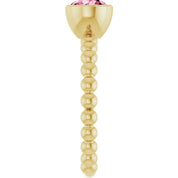 14K Yellow Natural Pink Tourmaline Family Beaded Stackable Ring
