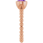 14K Rose Natural Amethyst Family Beaded Stackable Ring