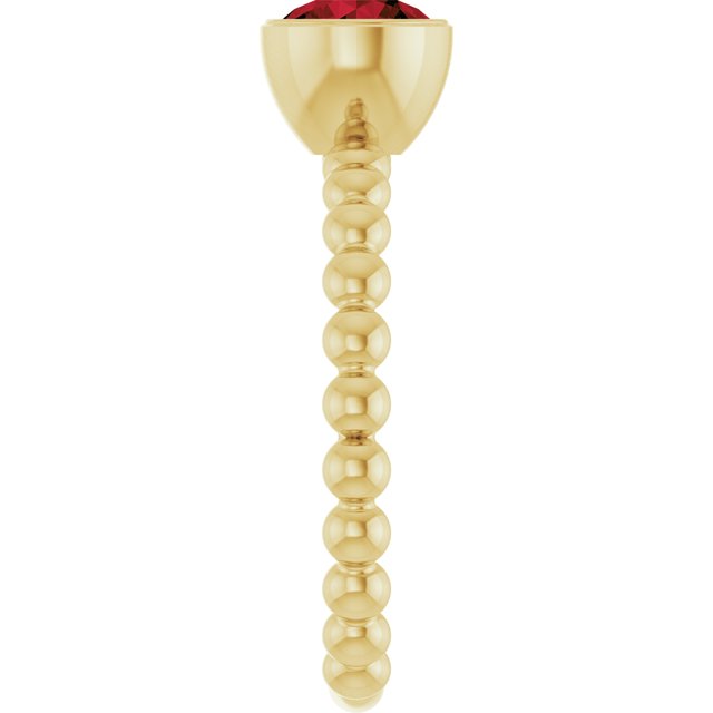 14K Yellow Natural Mozambique Garnet Family Beaded Stackable Ring