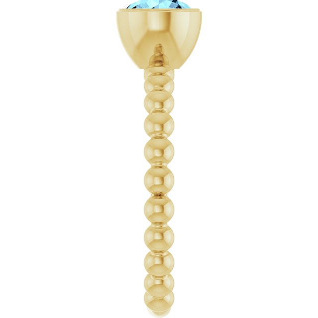 14K Yellow Natural Aquamarine Family Beaded Stackable Ring