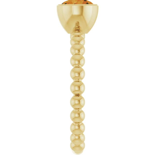 14K Yellow Natural Citrine Family Beaded Stackable Ring