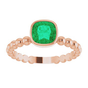14K Rose Lab-Grown Emerald Family Stackable Ring