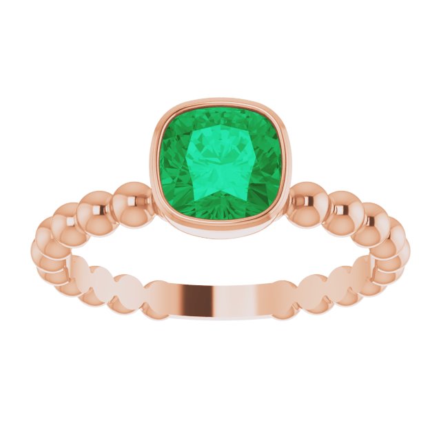 14K Rose Lab-Grown Emerald Family Stackable Ring
