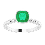 14K White Lab-Grown Emerald Family Stackable Ring