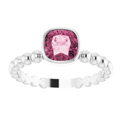 Sterling Silver Natural Pink Tourmaline Family Stackable Ring