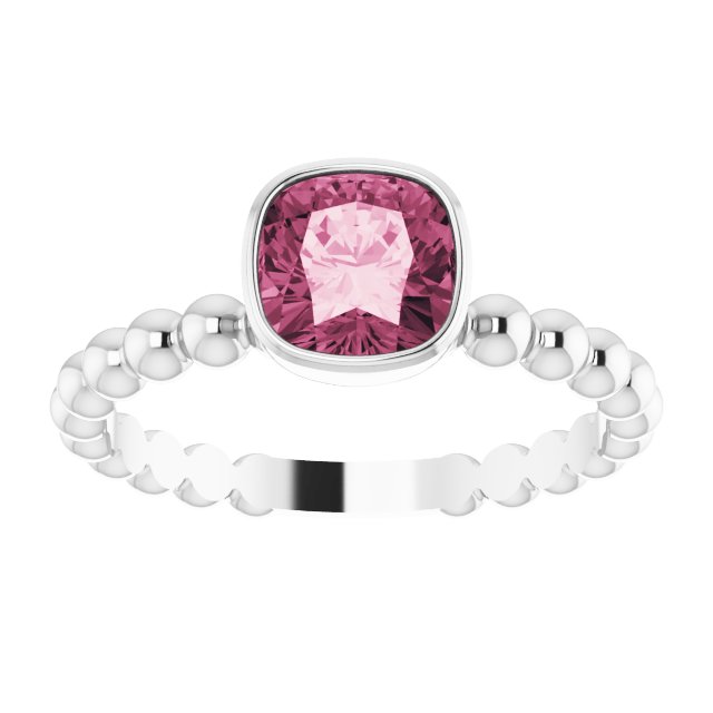 Sterling Silver Natural Pink Tourmaline Family Stackable Ring