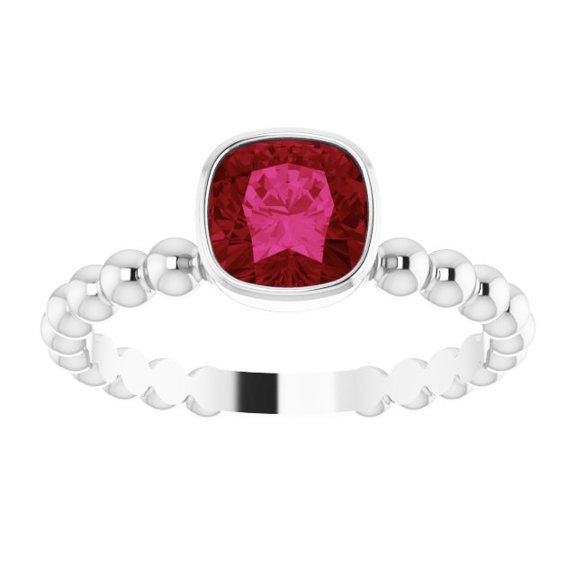 Sterling Silver Lab-Grown Ruby Family Stackable Ring