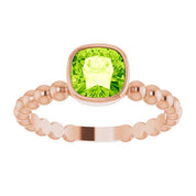 14K Rose Natural Peridot Family Stackable Ring