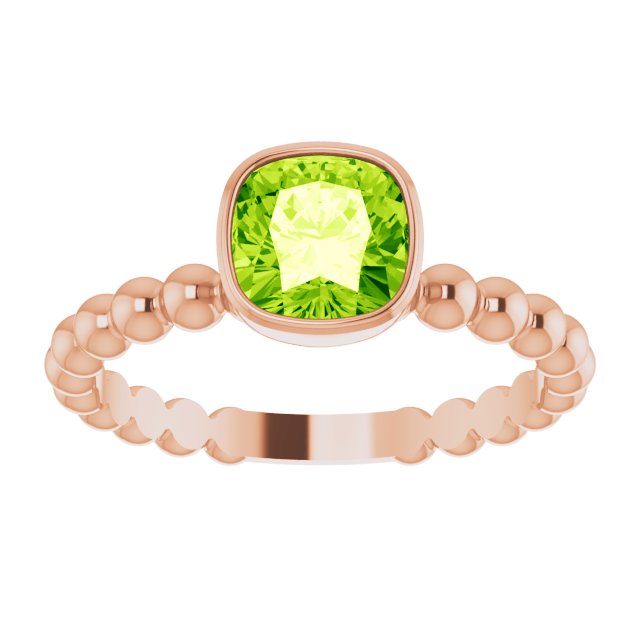 14K Rose Natural Peridot Family Stackable Ring