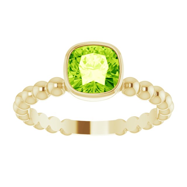 14K Yellow Natural Peridot Family Stackable Ring