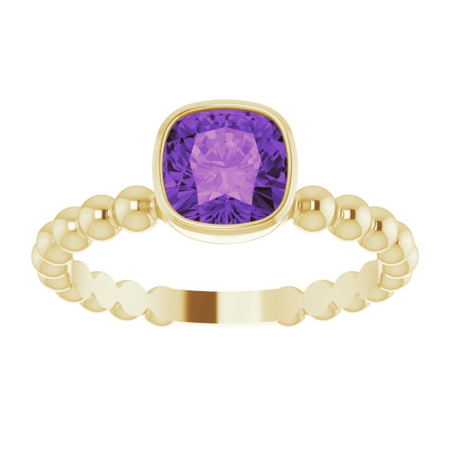 14K Yellow Natural Amethyst Family Stackable Ring