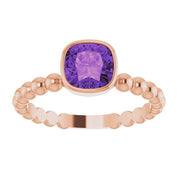 14K Rose Natural Amethyst Family Stackable Ring