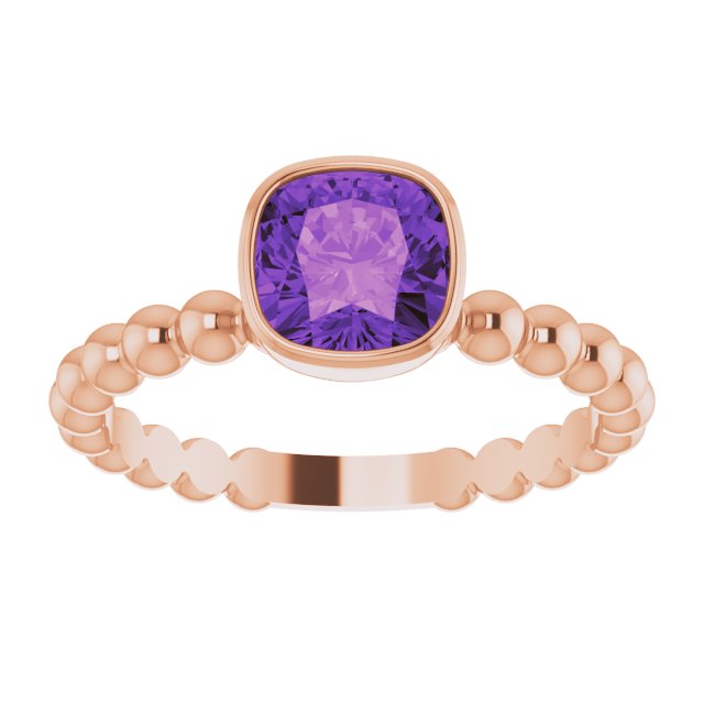 14K Rose Natural Amethyst Family Stackable Ring