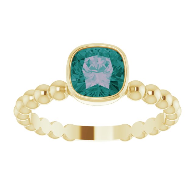 14K Yellow Lab-Grown Alexandrite Family Stackable Ring