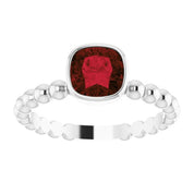 Sterling Silver Natural Mozambique Garnet Family Stackable Ring