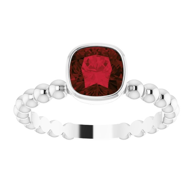 Sterling Silver Natural Mozambique Garnet Family Stackable Ring