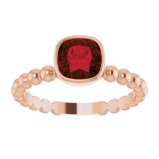 14K Rose Natural Mozambique Garnet Family Stackable Ring