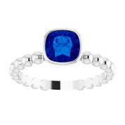 14K White Lab-Grown Blue Sapphire Family Stackable Ring