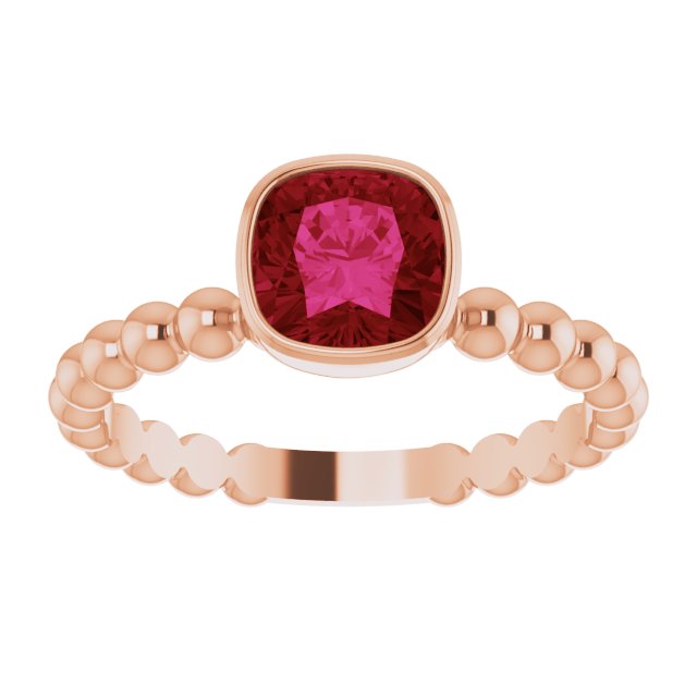 14K Rose Lab-Grown Ruby Family Stackable Ring