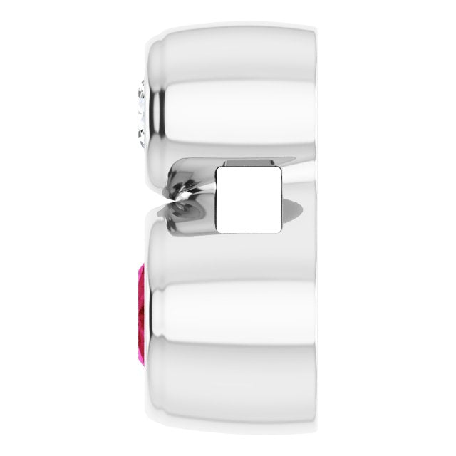 14K White 5x3 mm Oval Natural Ruby & .03 CT Natural Diamond Pendant